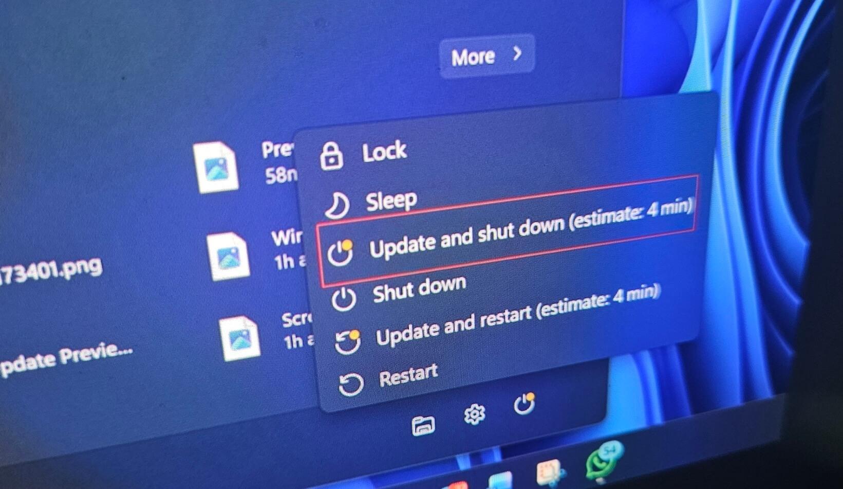 error de 'Update and shut down' en Windows 11