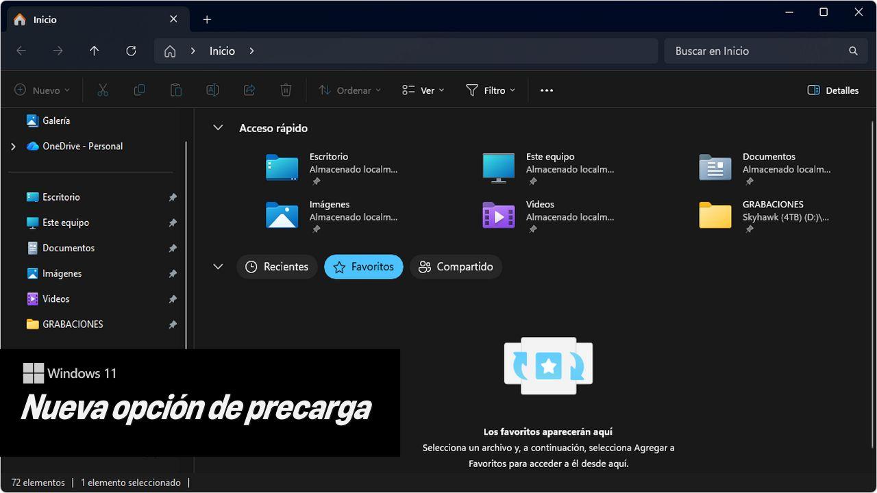 precargar el Explorador de Archivos de Windows 11