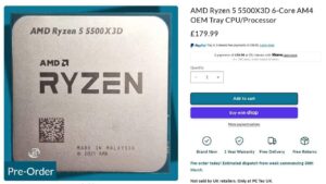 AMD Ryzen 5 5500X3D llega al mercado europeo