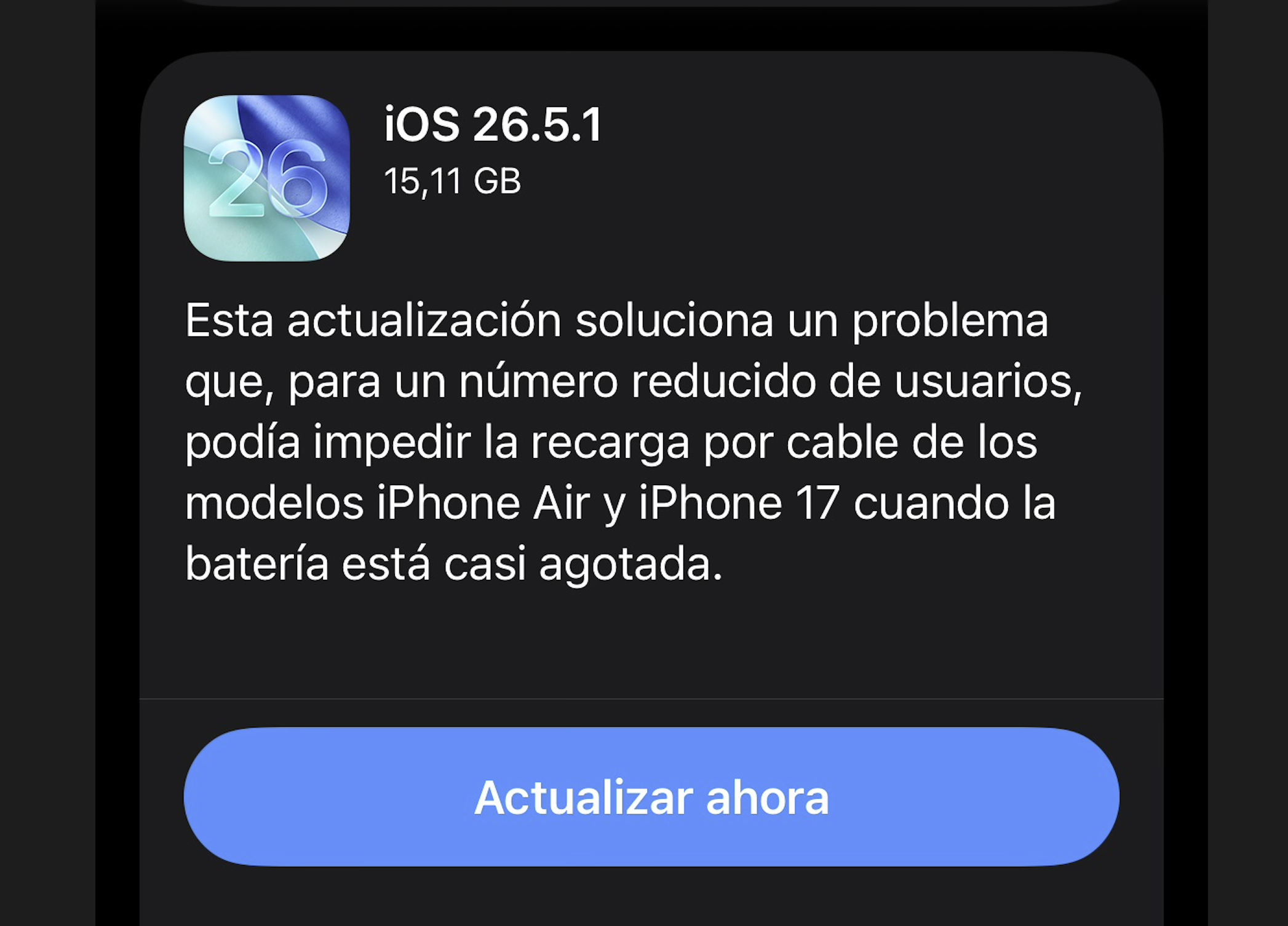 Ajustes de iOS iPhone Menú de ajustes de actualización en iPhone