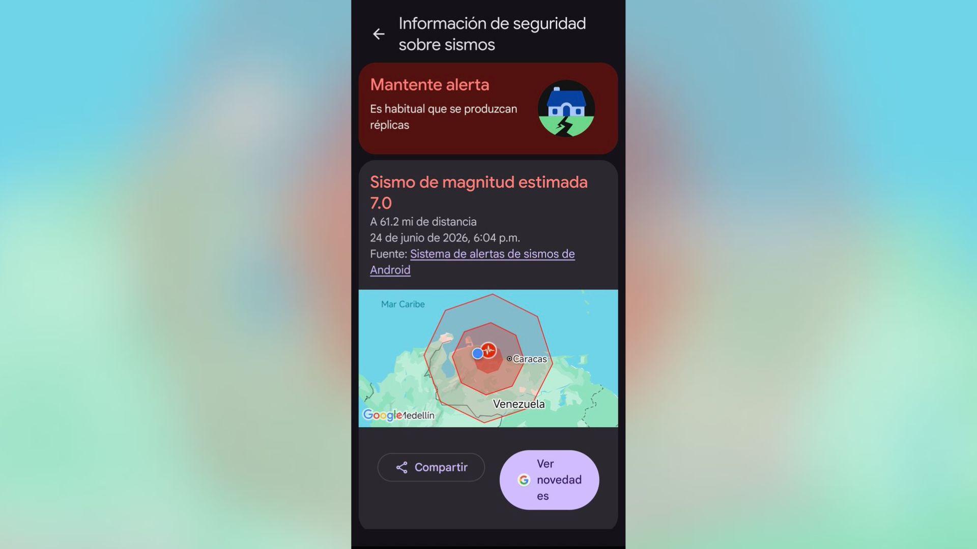 Activar alertas de seísmos Configuración de seguridad en Android