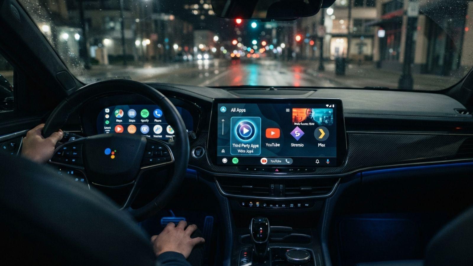 Velocímetro en Android Auto Pantalla de Android Auto mostrando el velocímetro de Google Maps