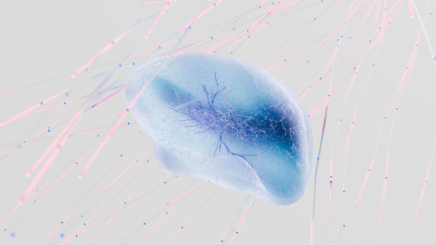 Visualización digital de un núcleo de red neuronal con filamentos y nodos luminosos sobre un fondo blanco minimalista, evocando eficiencia y procesamiento de datos. Visualización digital de un núcleo de red neuronal con filamentos y nodos luminosos sobre un fondo blanco minimalista, evocando eficiencia y procesamiento de datos.